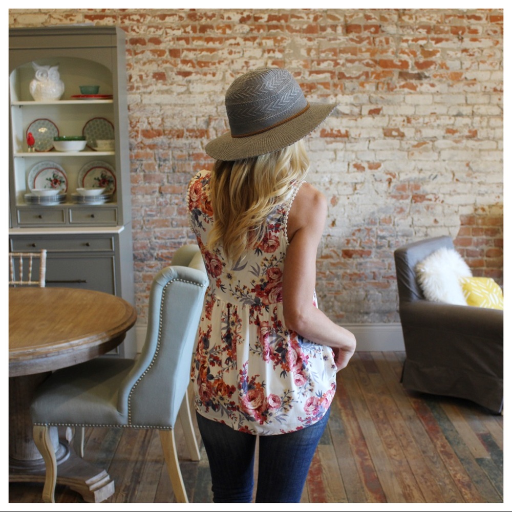 ✨LAST✨Ivory floral babydoll tunic detail trim - Picture 3 of 3